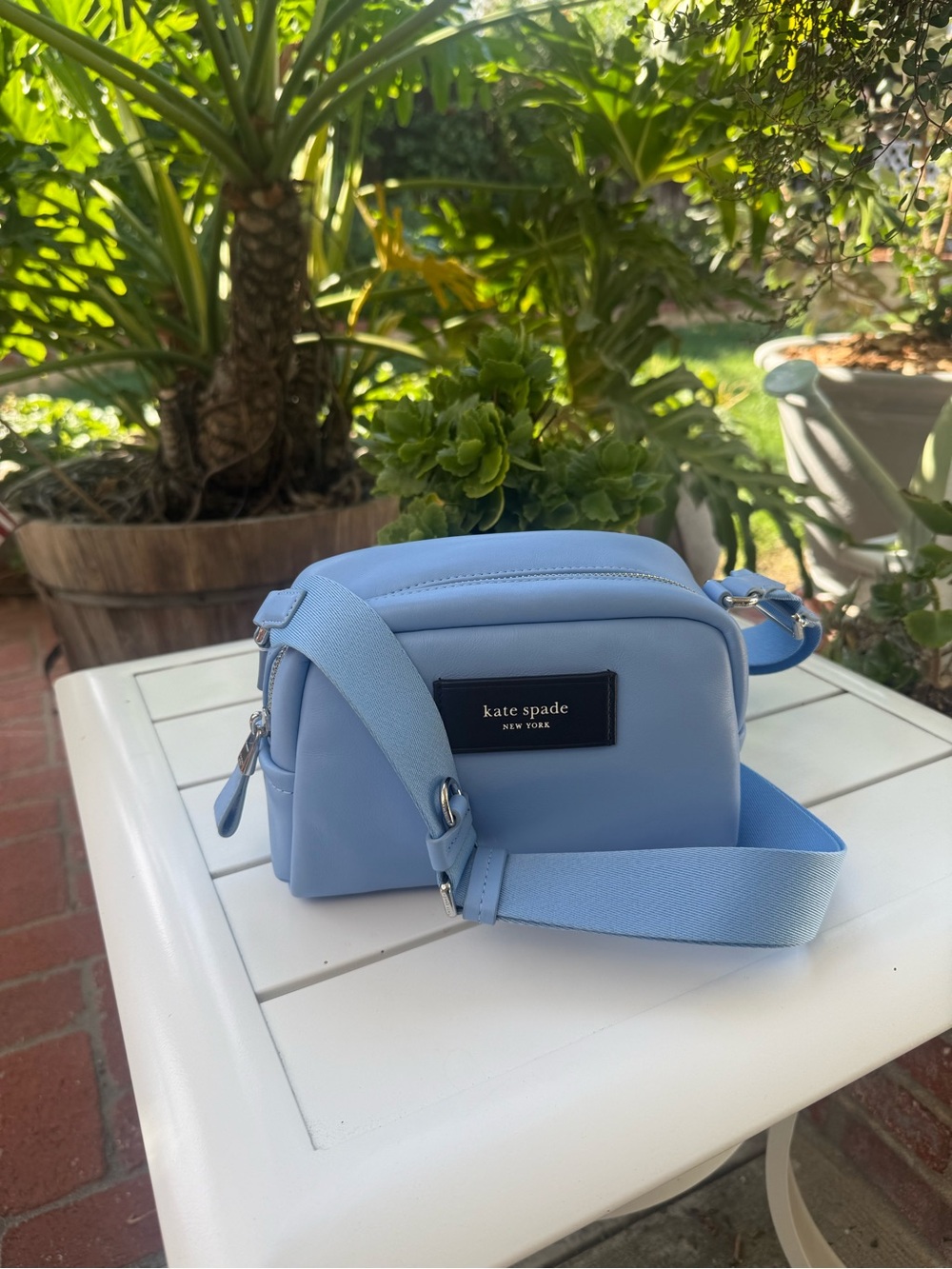 Brand New kate spade New York Puffed Smooth Leather Crossbody Bag In Blue NWT